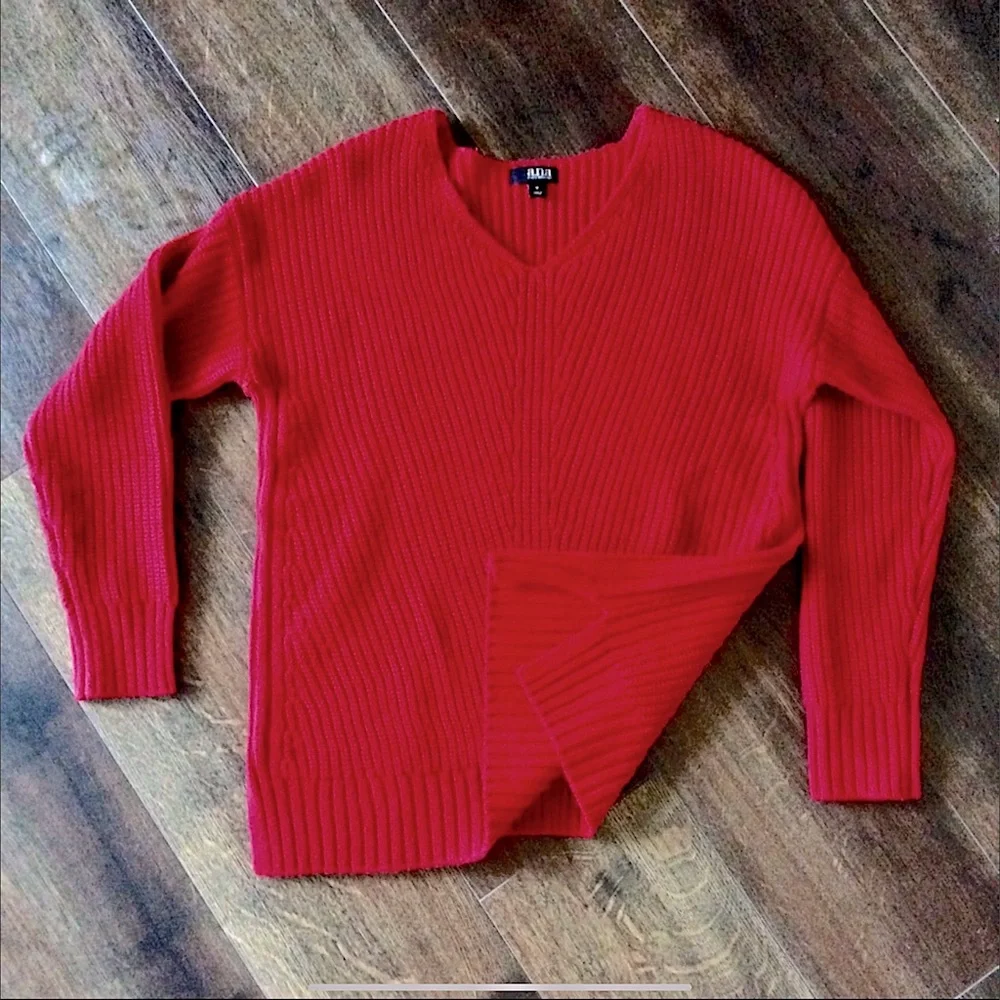 a.n.a. Oversized V-neck Shaker Sweater Red M